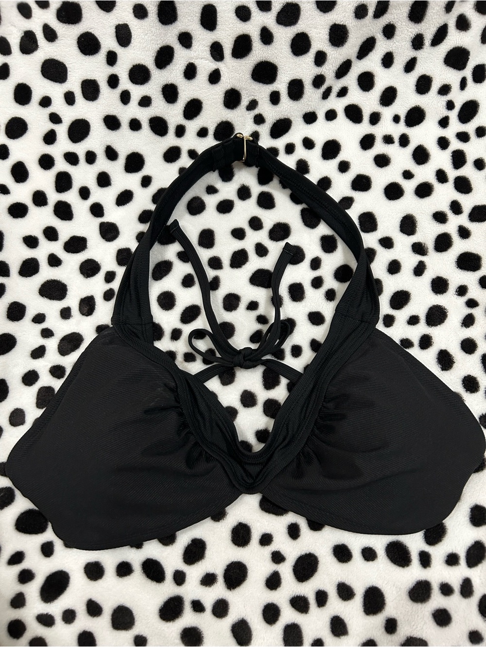 Classic Black Halter Bikini Top with Adjustable Ties